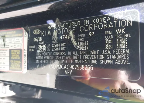 2019 Kia Sportage Lx from USA, damaged, VIN KNDPMCAC9K7538266